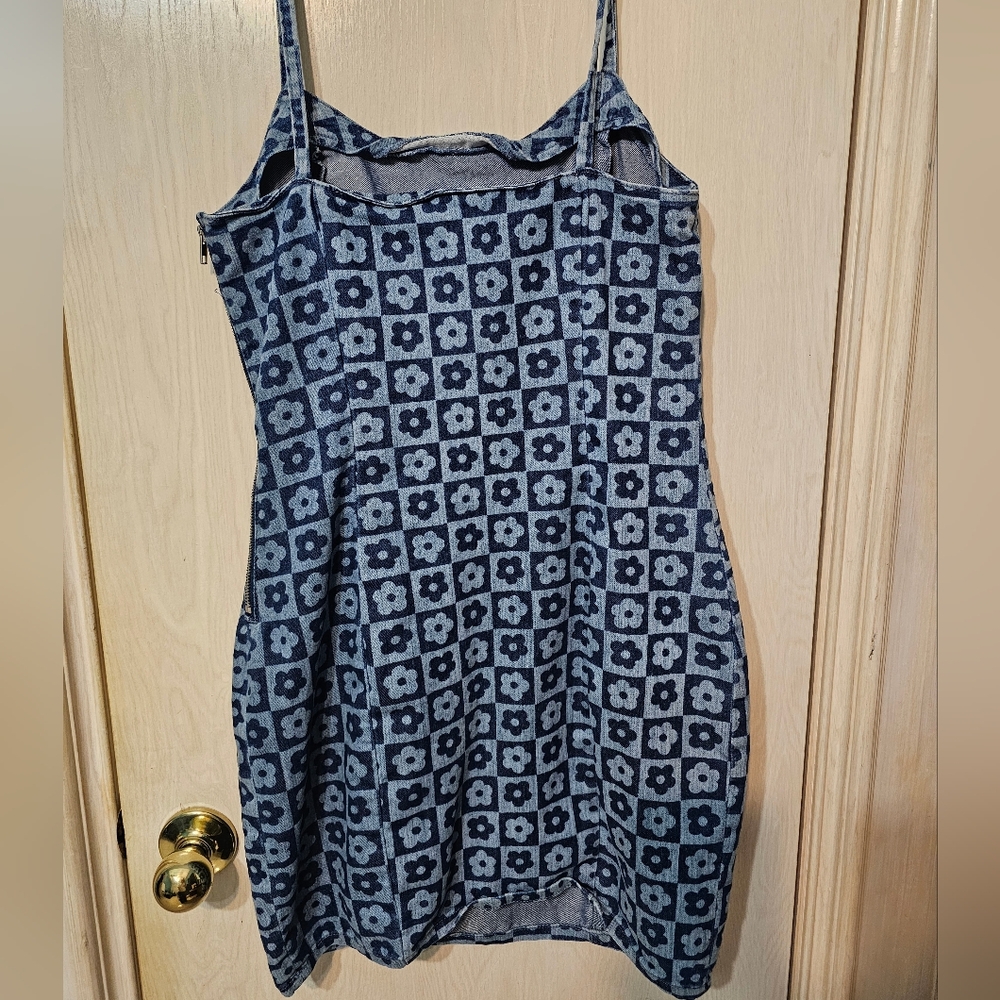 Blue Patterned Women's Dress - Picture 5 of 6